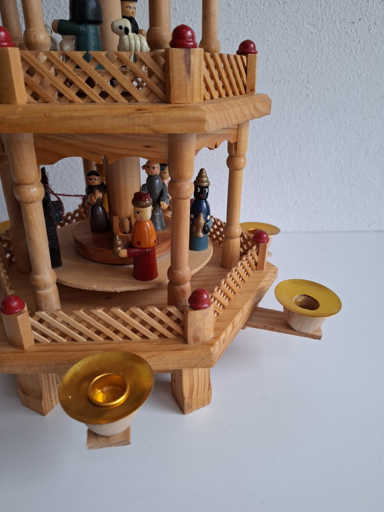 Image 1 of Vintage Christmas pyramid 3 tiers Ore Mountains