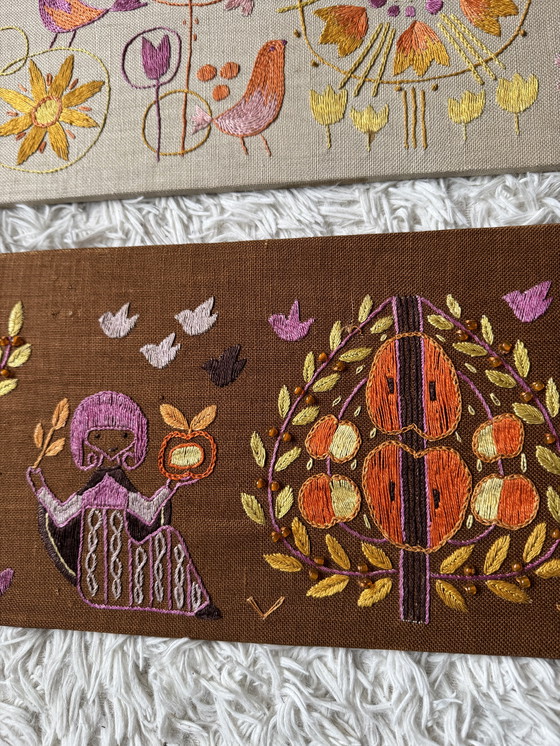 Image 1 of Scandinavische borduurpanelen uit de jaren 60