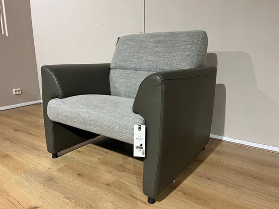 Image 1 of Montel Mondi Fauteuil - Groen - Grijs - Leer - Stof - Showroommodel
