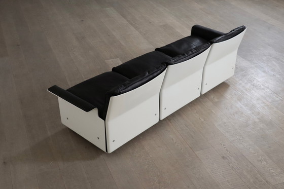 Image 1 of Dieter Rams Model 620 Three Seater Sofa in Black Leather for Vitsoe 1980s