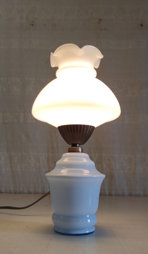 Image 1 of Opaline glass table lamp - 1950s/60s
