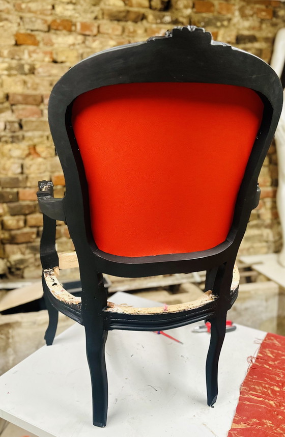 Fauteuil Louis XV vintage unique – Frida Kahlo Pop Art – Wood, Skai (photo 6 of 11)
