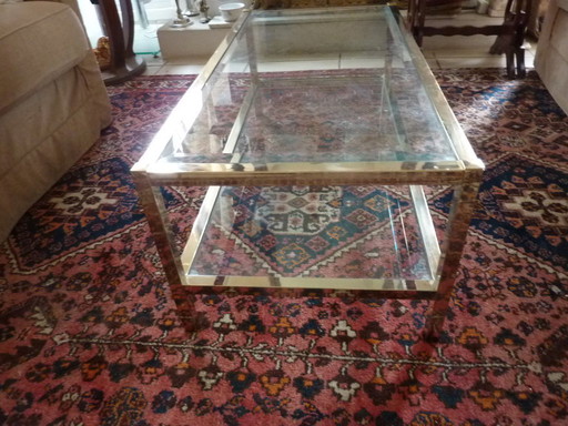 TAVOLINO DA CAFFÈ IN VETRO E OTTONE