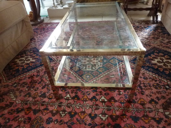 Image 1 of TAVOLINO DA CAFFÈ IN VETRO E OTTONE