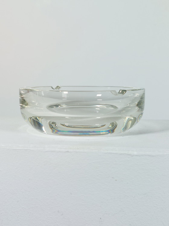 Image 1 of Large Vintage Mid Century Crystal Glass Cigar Ashtray