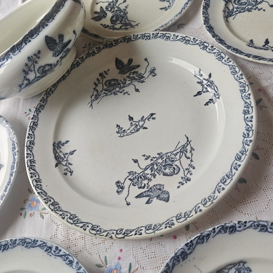 Image 1 of 🪻 Vajilla antigua Sarreguemines "Coquelicots" de 9 piezas — Herencia francesa