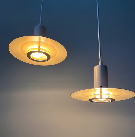 Set di 2 Lampade a sospensione vintage Lyfa Model 4020 design danese – anni '70/'80 – Alluminio (photo 6 of 11)