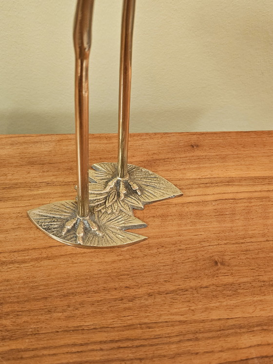 Image 1 of Vintage Brass Flamingo Bird 1970s Yellow Brass