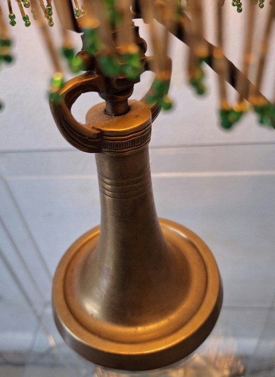 Image 1 of Antique Signed Reverse Painted Bronze Table Lamp, 1910-20
