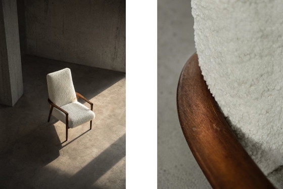 Image 1 of Poltrona Mid-Century vintage moderna in teak bianca, scandinava di Bröderna Andersson, anni '60