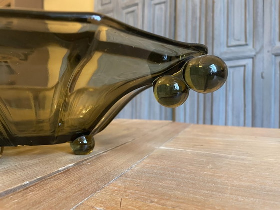 Image 1 of Coupe à fruits style Art déco 1930, vert mousse français