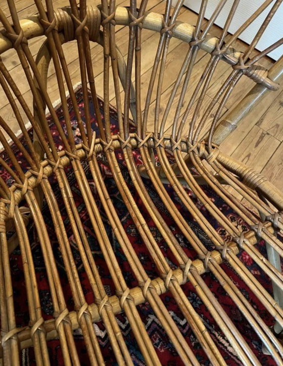 Pair of vintage rattan armchairs – 60s/70s design – Dining chairs, Wicker, Scandinavian (photo 15 of 20)