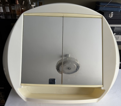 Meuble de salle de bains Pierre Paulin style Space Age vintage avec rétroéclairage, par Allibert, 1970