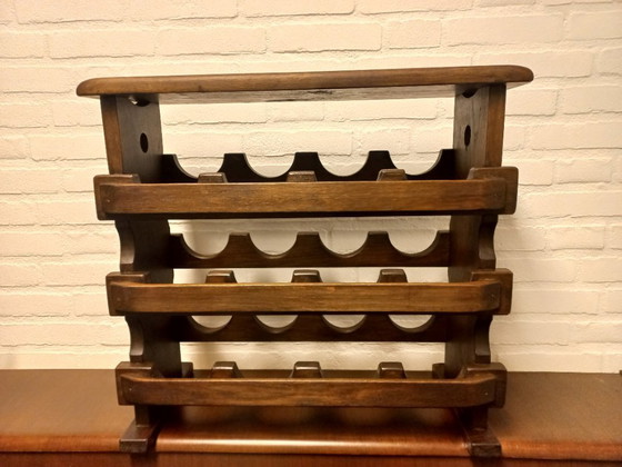 Image 1 of Brutalist wooden wine rack