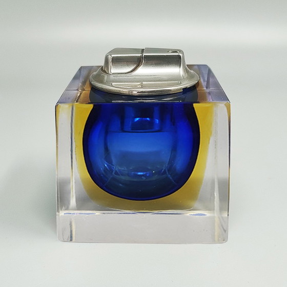 Image 1 of 1960s Stunning Blue Table Lighter in Murano Sommerso