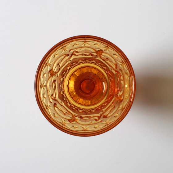 Verre à pied ambré vintage Arabesque / Gobelet à vin Baccarat / Vallerysthal & Portieux / France / Années (photo 5 sur 12)