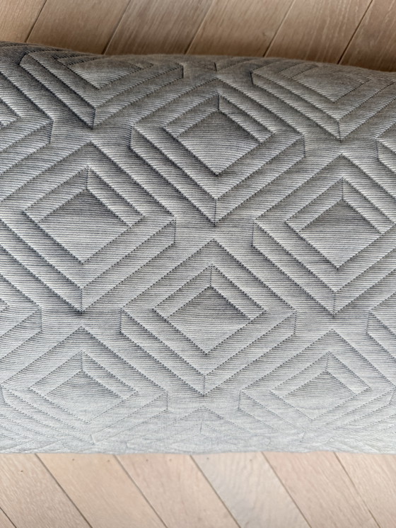 Image 1 of Ferm living, lichtgrijs dik sierkussen in ruitpatroon