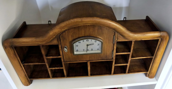 Raro Gabinete Art Decó para Especias de los años 30 con Reloj – Procedencia Original "de Bijenkorf" y Tarros (photo 5 of 12)