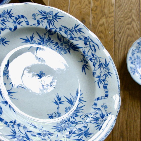 Image 1 of Assiettes XIXe terre de fer Sarreguemines "Epine" (5AC)