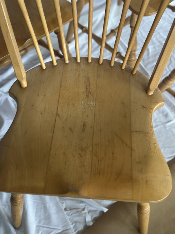 Image 1 of Windsor slatted chairs, 4 pieces, vintage dining room chairs, wood