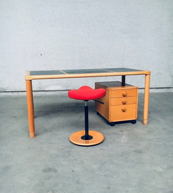 Image 1 of Scandinavian Ergonomic Design Writing Desk and Stool, Stokke 1980's