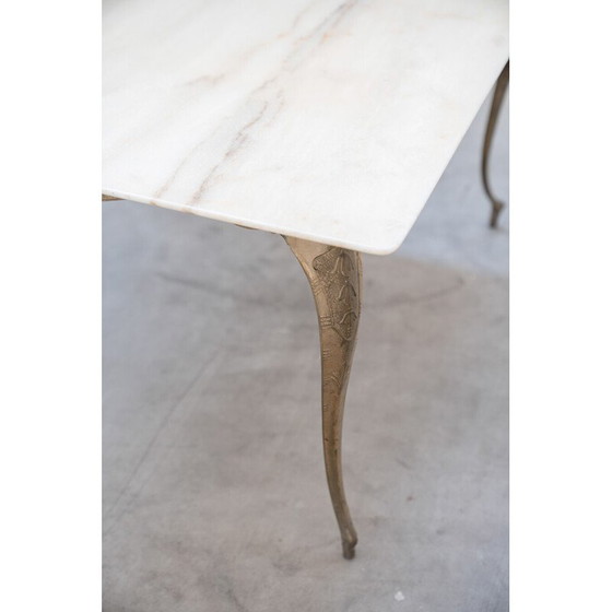 Image 1 of Vintage coffee table with brass frame and onyx top, 1960-1970