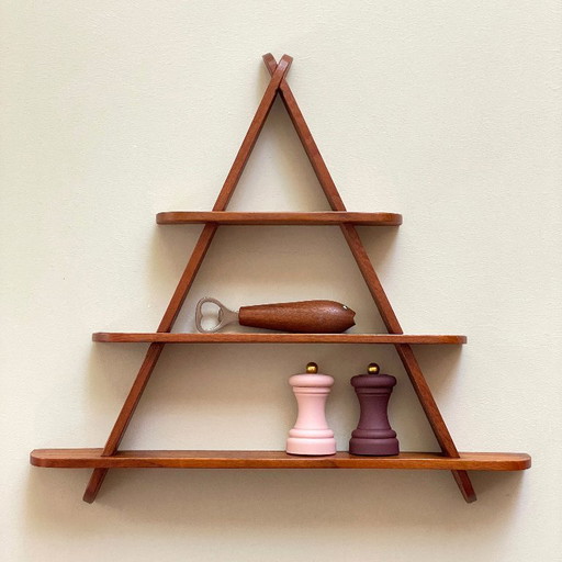 Teak Houten Wandrekje Scandinavisch Mid Century Design Vintage Retro