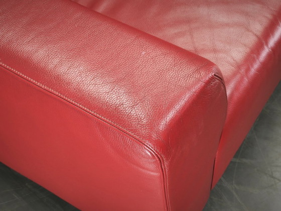 Wittmann Übergroßes rotes Leder Lounge Sofa, Österreich, 2000er, Sofagarnitur (Foto 8 von 19)