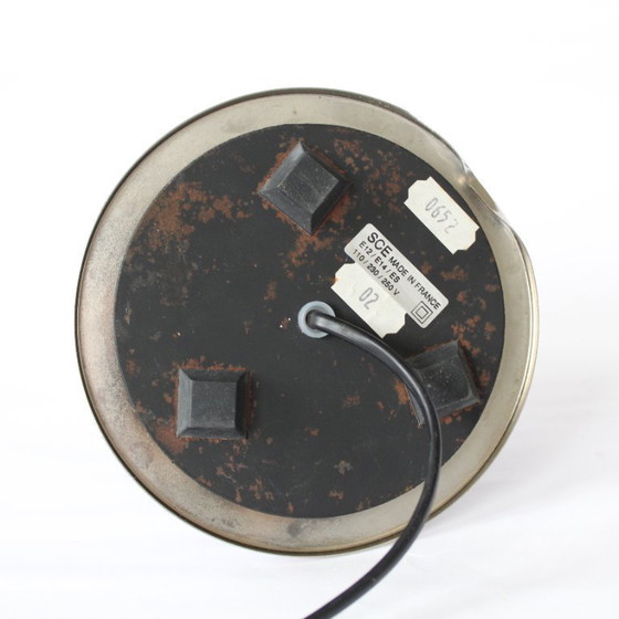 Image 1 of Vintage blauwe en chromen eivormige tafellamp