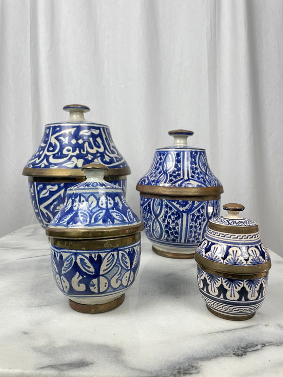 Image 1 of Set of Moroccan jobbanas ceramic jars from Fez