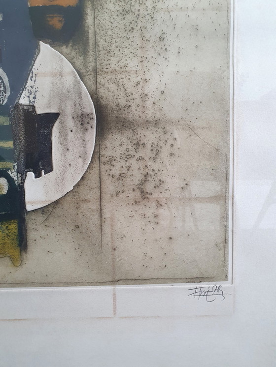 Image 1 of Johnny Friedlaender aquatint etching painting / mid-century painting