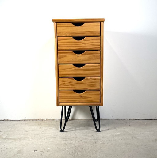 Chest of drawers on hairpin legs, Scandinavian style