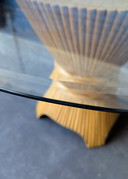 Vintage McGuire dining table glass & bamboo 1970s