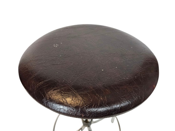 Image 1 of Vintage - Mid Century - Brabantia - tabouret - chrome - cuir skaï - 3ème moitié 20ème siècle