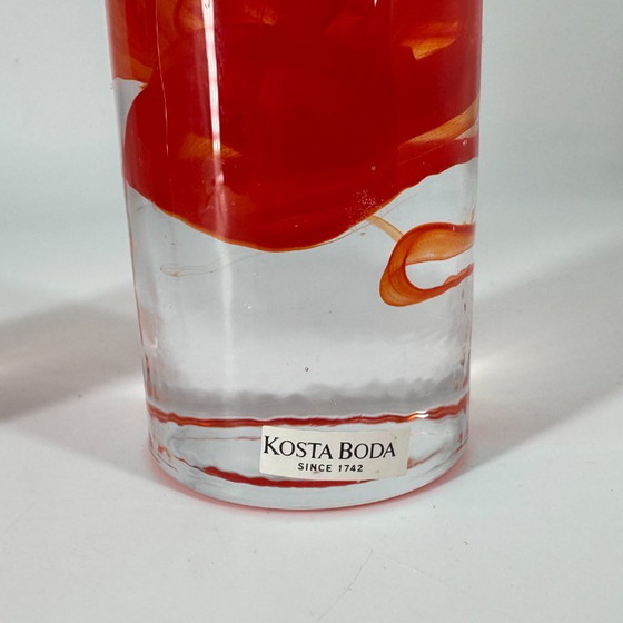 Kosta Boda „Atoll“, 2x Kandelaars en kaarsen Design Anna Ehrner, Glas, Rood, Modern (foto 3 van 8)
