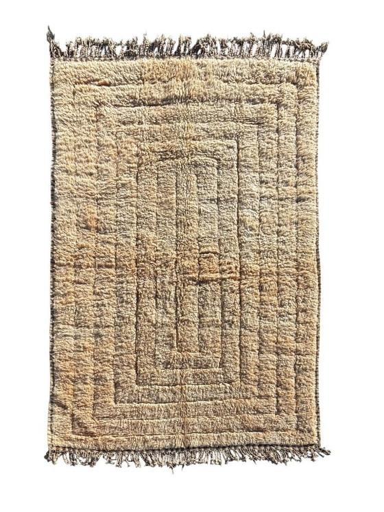 Image 1 of Tappeto marocchino moderno Mrirt 200x300 cm – Design con texture in lana color crema