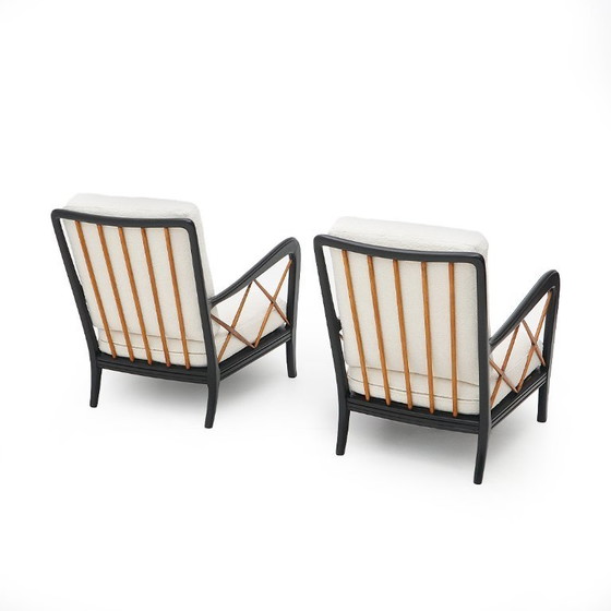 Image 1 of Coppia di poltrone con struttura in legno, anni '40