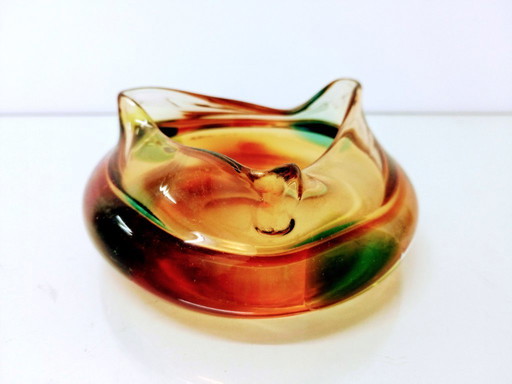 Ashtray / hand free blown glass / Mstišov 
