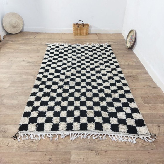 Image 1 of Checkered Berber Rug – Moroccan Wool Rug | 245 × 145 cm