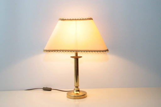 Brass table lamp with fabric border, 43cm, 90s vintage