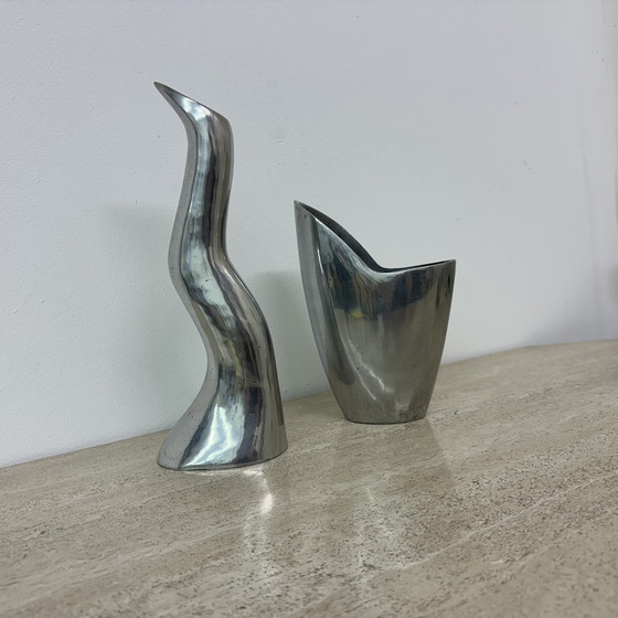 Image 1 of Set di 2 candelieri e vasi Anatomi Anna Efverlund IKEA in alluminio, 1970