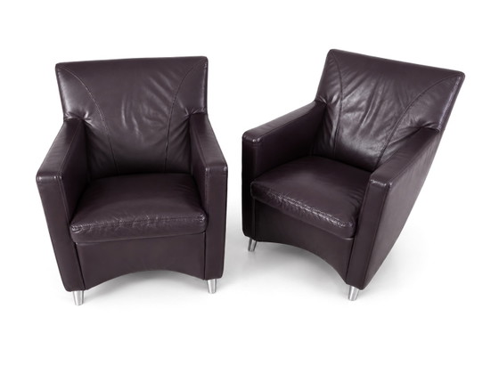 2 fauteuils Leolux Dolcinea en cuir plumeux/violet – Leather, Metal (photo 2 of 8)