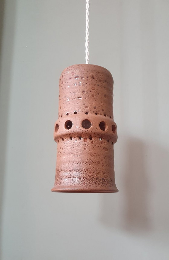 Image 1 of Set di 2 lampade a sospensione vintage in ceramica, Germania Ovest, vetro lava