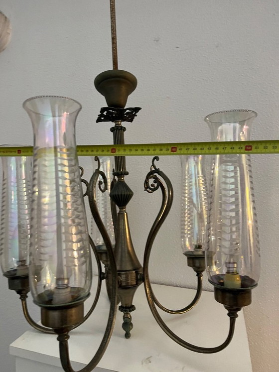 Image 1 of Vintage kroonluchter en wandlamp set
