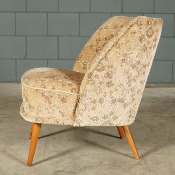 Image 1 of Fauteuils de cocktail vintage – velours beige – années 1960