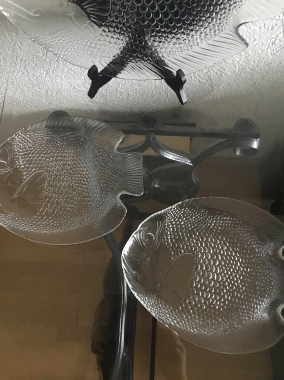 Transparent Glass Fish Dish Set, Arcoroc France, Table accessories, Vintage (photo 5 of 7)