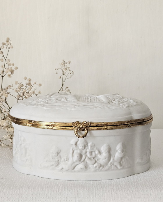 Image 1 of 20th century Limoges porcelain bisque jewelry box