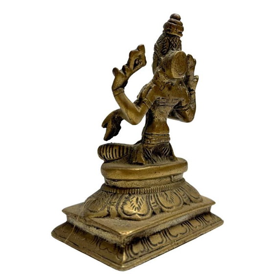 Solid Bronze Lakshmi Statue – Gold-colored – India c. 1950 – 11cm – Sculpture (photo 6 of 9)