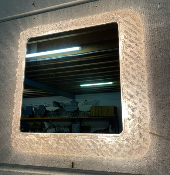 IJsspiegel van Egon Hillebrand, vierkant met licht, jaren 70 – Plexiglass, Metal (photo 7 of 15)