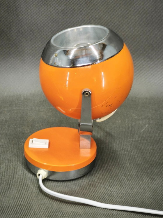 Goffredo Reggiani Orange Eyeball Space Age Table Lamp, Italy, 1970s – Metal (photo 6 of 9)